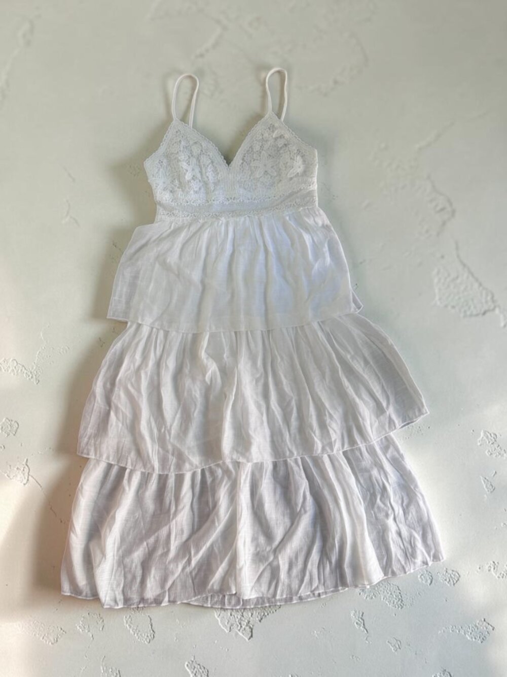 Rebellion Again White Tiered Spaghetti Strap Dress – Size L - Picture 2 of 6